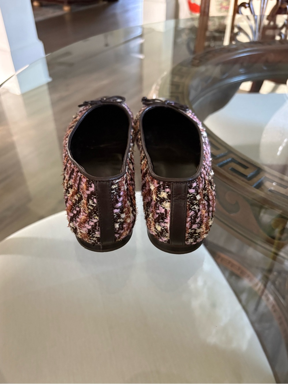 🤎🩷TORY BURCH CAP TOE BALLET LEATHER/TWEED BOUCLE FLATS!🤎🩷 - Picture 3 of 6